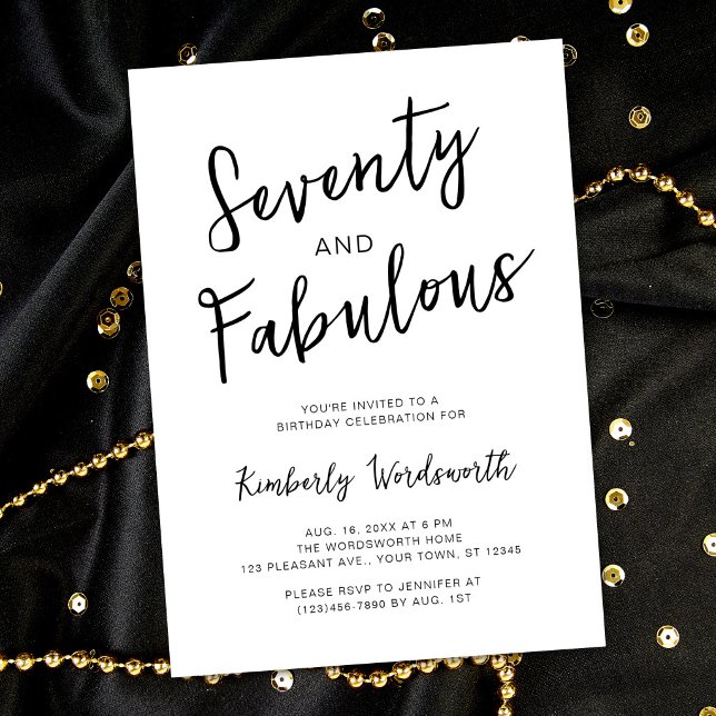 Seventy and Fabulous Script 70th Birthday Party Invitation (Creator Uploaded)