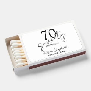 Seventy and Fabulous Script Black 70th Birthday Matchboxes