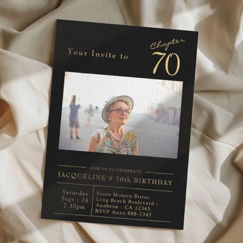 Seventy Black Gold 70th Birthday Party Photo