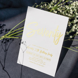 Seventy   Chic Foil Script 70th Birthday Party Invitation