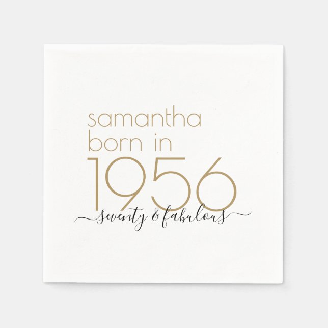 Seventy Fabulous Born 1956 70th Birthday Party Napkins (Front)