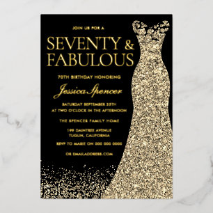 Seventy & Fabulous Golden Foil 70th Birthday Invitation
