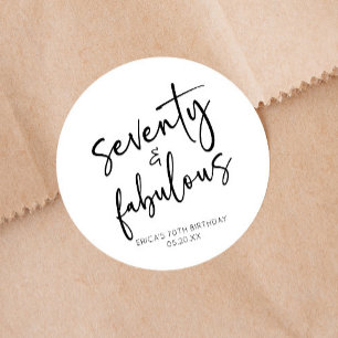 Seventy & Fabulous Minimal 70th Birthday Party Classic Round Sticker