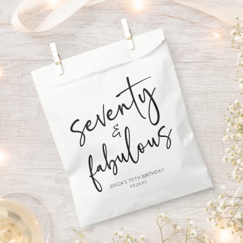 Seventy  Fabulous Minimal 70th Birthday Party Favor Bag