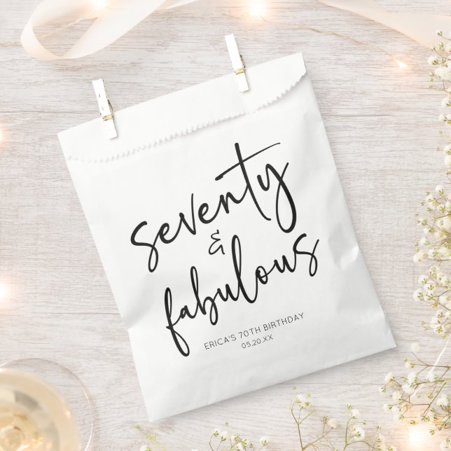 Seventy & Fabulous Minimal 70th Birthday Party Favor Bag (Clipped)