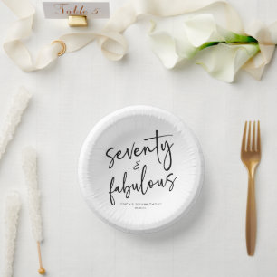 Seventy & Fabulous Minimal 70th Birthday Party Paper Bowls