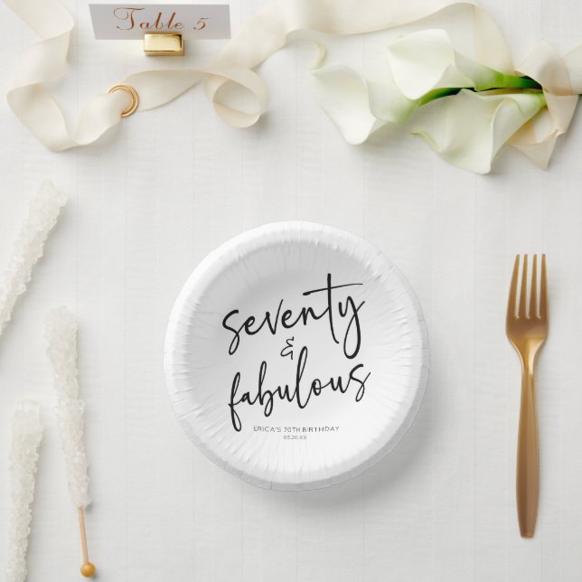 Seventy & Fabulous Minimal 70th Birthday Party Paper Bowls (Wedding)