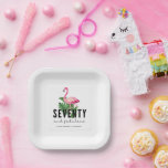 Seventy & Fabulous Pink Flamingo 70th Birthday Paper Plates<br><div class="desc">Let the celebration be as fabulous as she is! These playful paper plates feature a glam pink flamingo and bold “Seventy & Fabulous” lettering—perfect for a milestone birthday that deserves all the flair. Whether you're serving cake, snacks, or tropical treats, these plates bring sunshine, sass, and sparkle to the party...</div>
