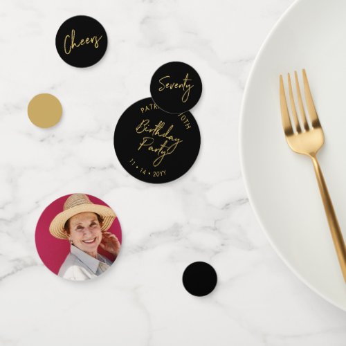 Seventy | Gold & Black Modern 70th Birthday Party