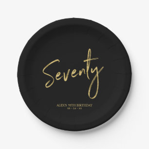 Seventy Gold Lettering 70th Birthday Party Paper P Plates