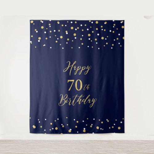 Seventy Gold & Navy 70th Birthday Party Backdrop