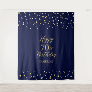 Seventy Gold & Navy 70th Birthday Party Backdrop