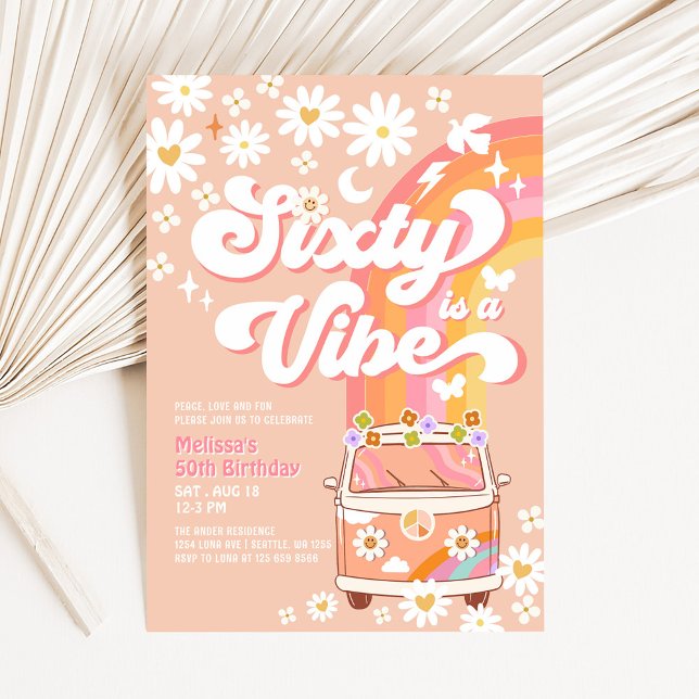 Seventy is a Vibe 70th Bright Pink Birthday Groovy Invitation (Creator Uploaded)