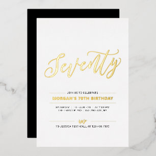 Seventy   Modern Gold 70th Birthday Party Foil Invitation