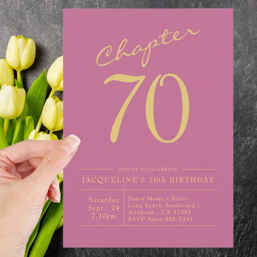 Seventy Pink Gold 70th Birthday Party Invitation