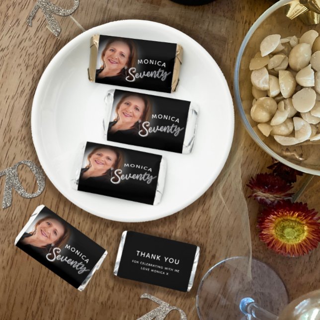 Seventy silver black 70th Birthday custom photo  Hershey's Miniatures (Creator Uploaded)