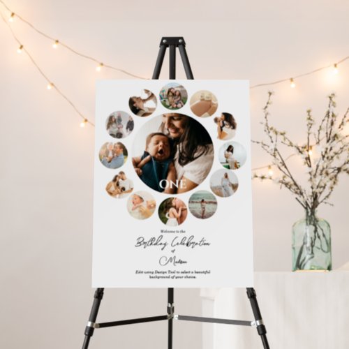 Several Photos Collage Round Frame Welcome Sign