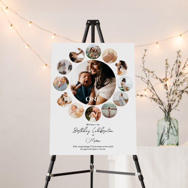 Several Photos Collage Round Frame Welcome Sign (In Situ (Stand))