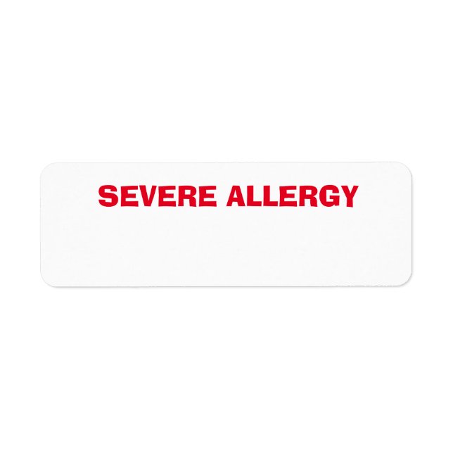 Severe Allergy health condition, concern Label (Front)