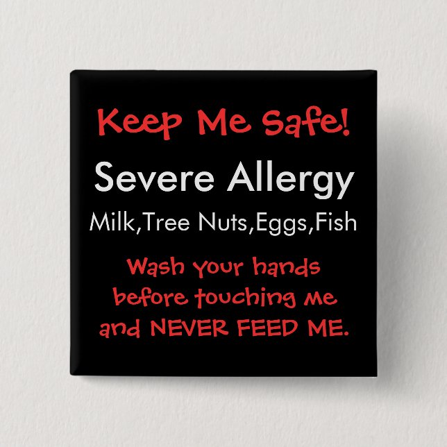 Severe Allergy Pinback Button (Front)