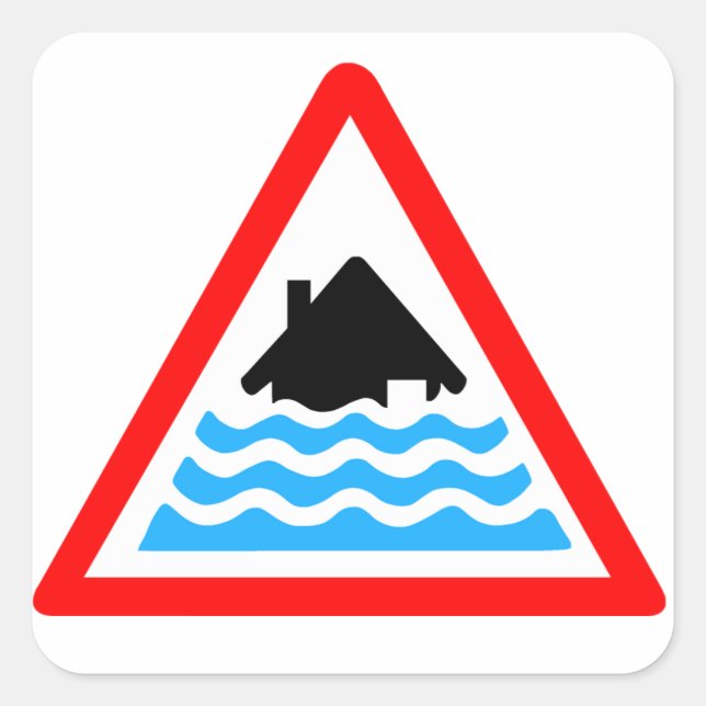 Severe Flood Warning Square Sticker (Front)
