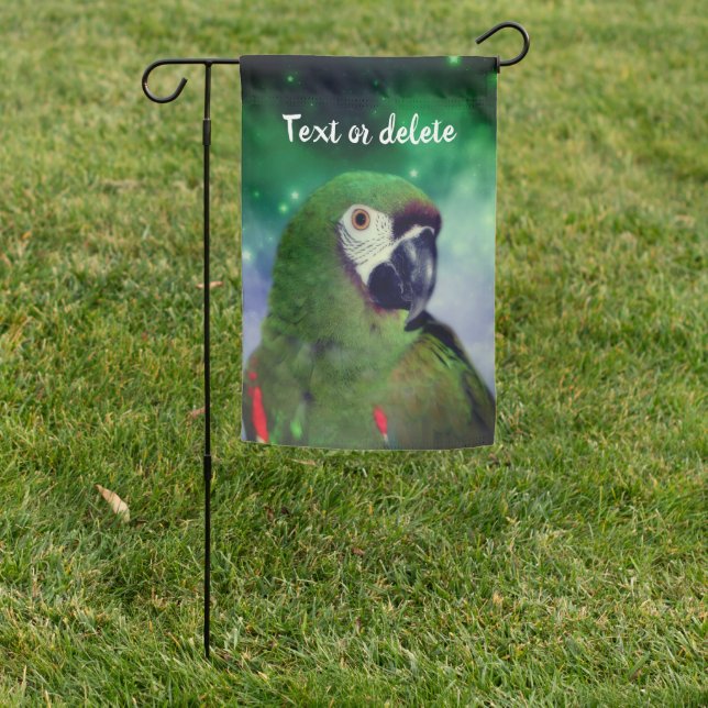 Severe Macaw Parrot Close Up Personalized Garden Flag (In SItu)