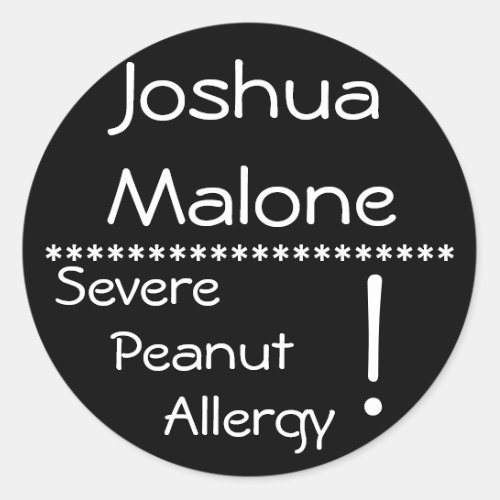 Severe Peanut Allergy Label