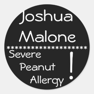 Severe Peanut Allergy Label