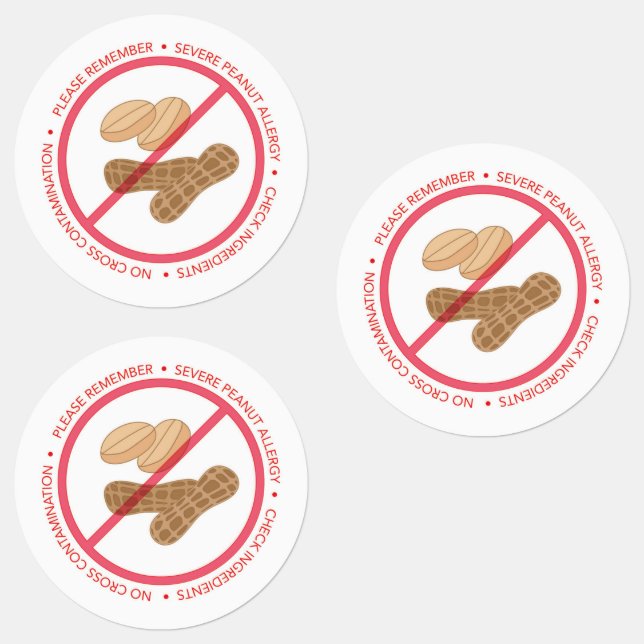Severe Peanut Allergy Reminder  Kids' Labels (Group)