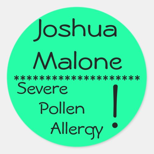 Severe Pollen Allergy Label Classic Round Sticker