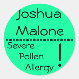 Severe Pollen Allergy Label** Classic Round Sticker