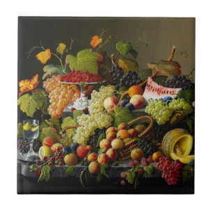 Severin Roesen Abundant Fruit Still Life Art Ceramic Tile