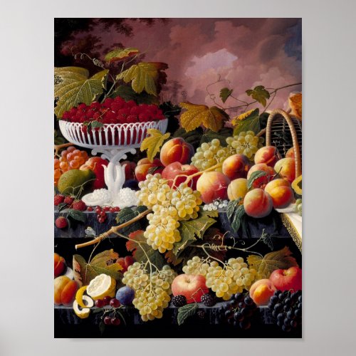 Severin Roesen _ Fruit Still Life In A Landscape C Poster