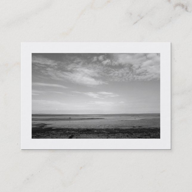 Severn Estuary at Penarth B&W (bordered) Business Card (Front)