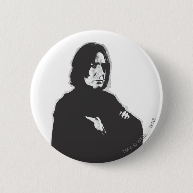 Severus Snape Arms Crossed B-W Pinback Button (Front)