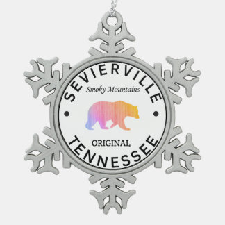 Sevierville Tennessee Snowflake Pewter Christmas Ornament