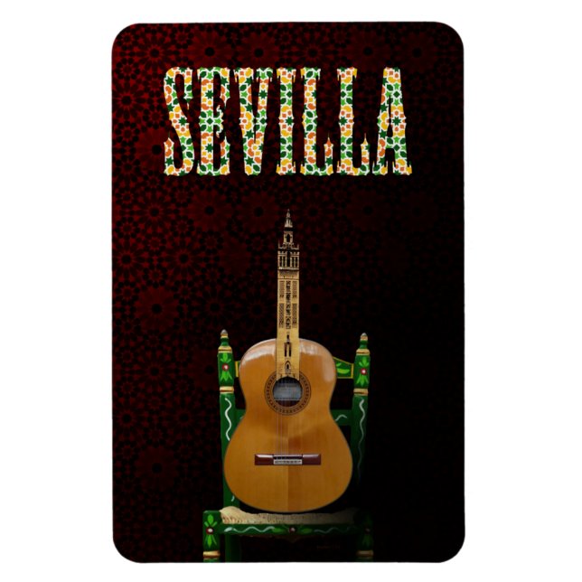 SEVILLA. Flemish Guitar with Giralda of Seville. Magnet (Vertical)