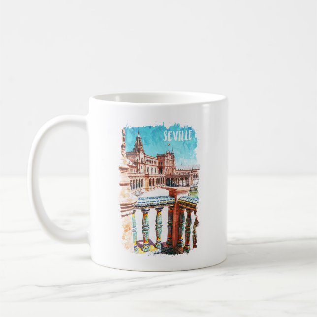 Sevilla Spain Architecture Watercolor Coffee Mug (Left)