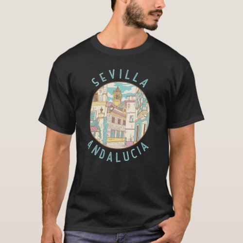 Sevilla Spain Distressed Circle T_Shirt