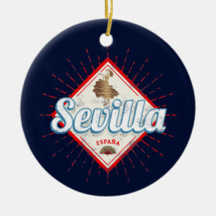 Seville Andalusia Spain Retro Flamenco Vintage Ceramic Ornament