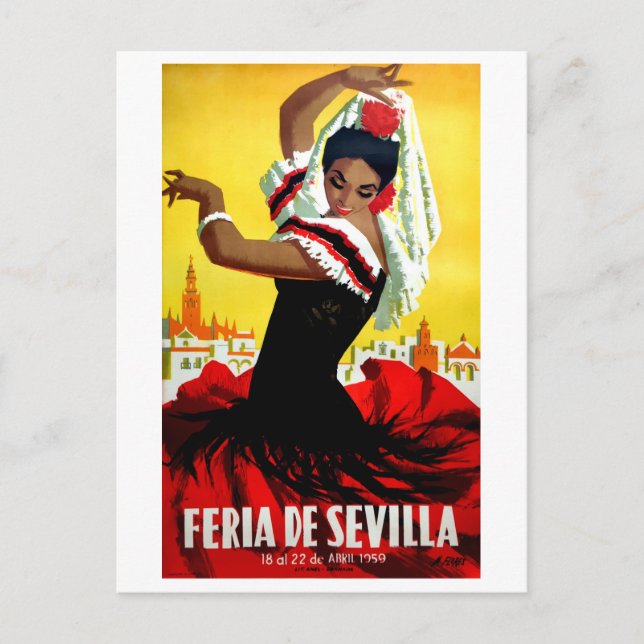 Seville festival, Spanish dancer, woman, tradition Postcard (Front)
