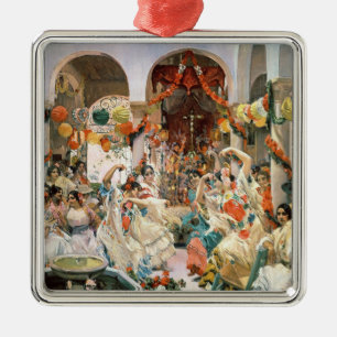 Seville (oil on canvas) metal ornament