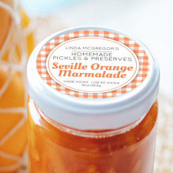 Seville Orange Marmalade Round Jam Jar Food  Classic Round Sticker by Mylittleeden at Zazzle