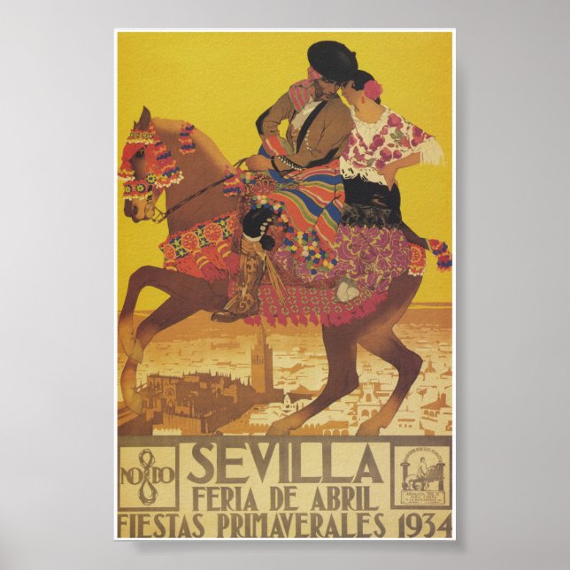 Seville Spain 1934 April Fair Vintage Travel Poster (Front)