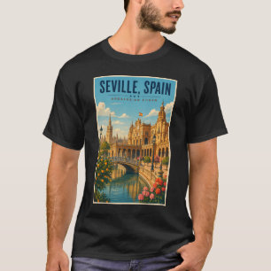 Seville Spain Illustration Travel Art Vintage T-Shirt