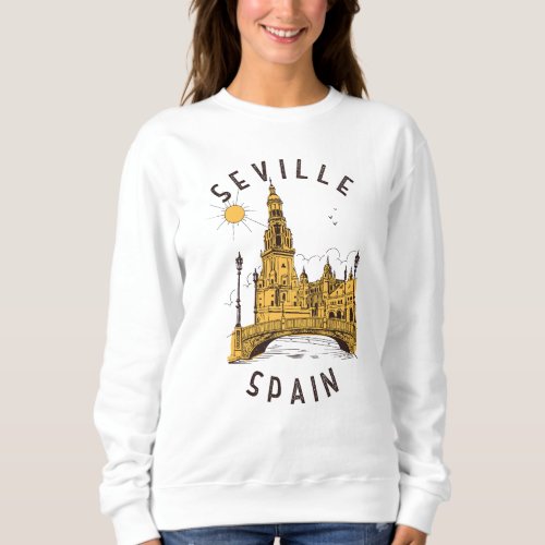 Seville Spain Plaza de Espaa Distressed Circle Sweatshirt