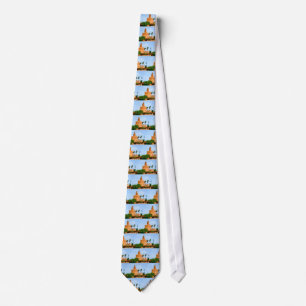 seville spain tower of gold flowers trees palms neck tie