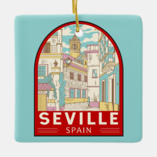 Seville Spain Travel Retro Emblem Ceramic Ornament