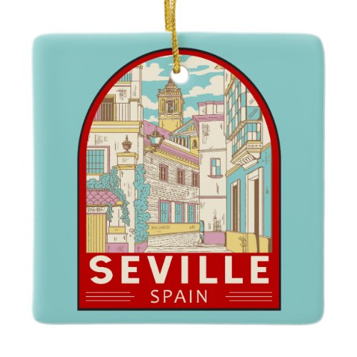 Seville Spain Travel Retro Emblem Ceramic Ornament