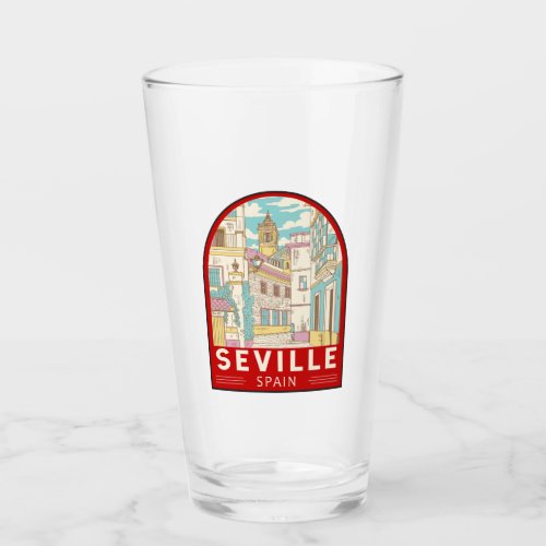 Seville Spain Travel Retro Emblem Glass